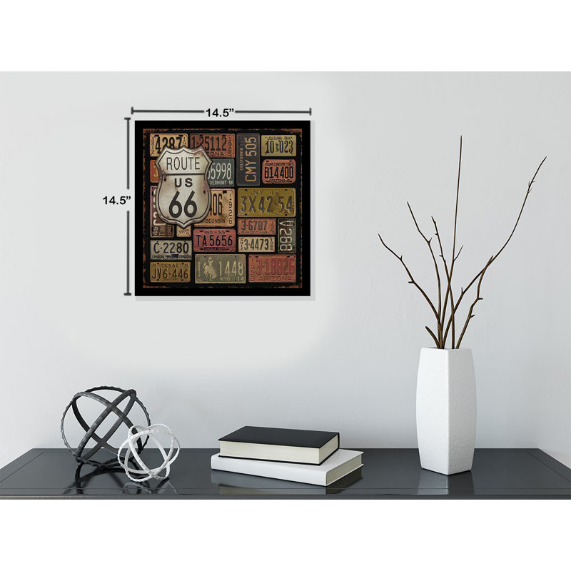 Reproduction d’art textuel sur papier "route 66 US Highway" par Jean Plout, H 12 po x l 12 po x P 1 po