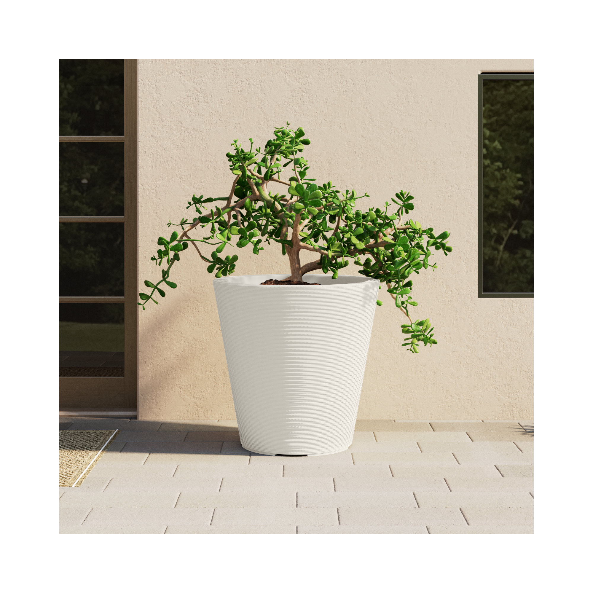 Madison Indoor/Outdoor Modern Round Planter, 34" H x 34" W x 34" D, Alpine White
