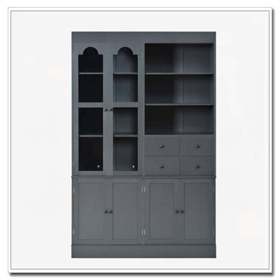 Freestanding Buffet with Hutch, Tall Kitchen Pantry Cabinet with 4 Drawers, Door Shelves and Pull-out Trays for Dining room, Living Room