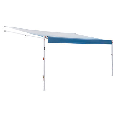 Ensemble manuel d'auvent manuel pour véhicule récréatif, auvent rétractable pour véhicule récréatif de 18,12 pi avec cadre en alliage d'aluminium et tissu en PVC imperméable, auvents de remorque de camping d'extérieur convenant à la plupart des véhicules récréatifs (type 18 pi, bleu dégradé)