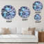 Horloge murale moderne à motif géométrique en bleu et rouge-958371632
