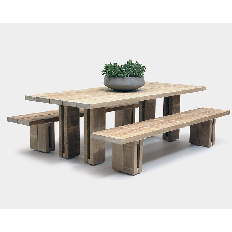 Occidental 3 Piece Outdoor Dining Set, 42" H x 108" W x 30" D