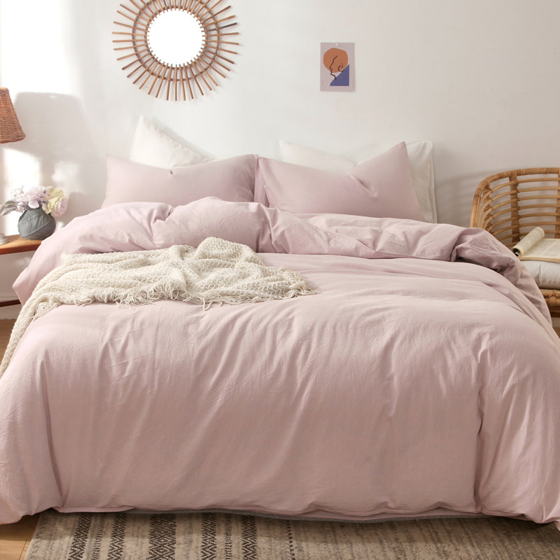 Olive Green Full Cotton Duvet Cover Set with Pillowcases