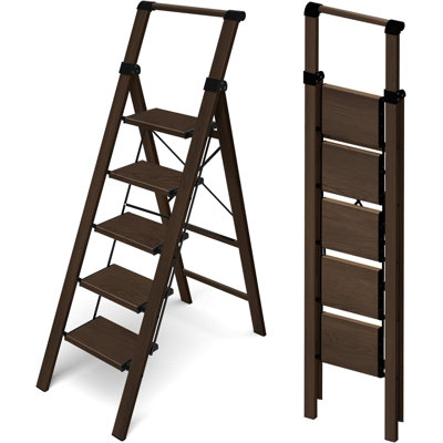 Échelle en aluminium pliable en 5 étapes avec poignée pour un usage domestique