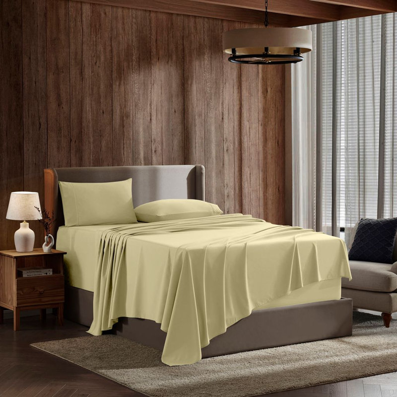 Ensemble de draps en micro-fibre, Ivoire, Grand lit court