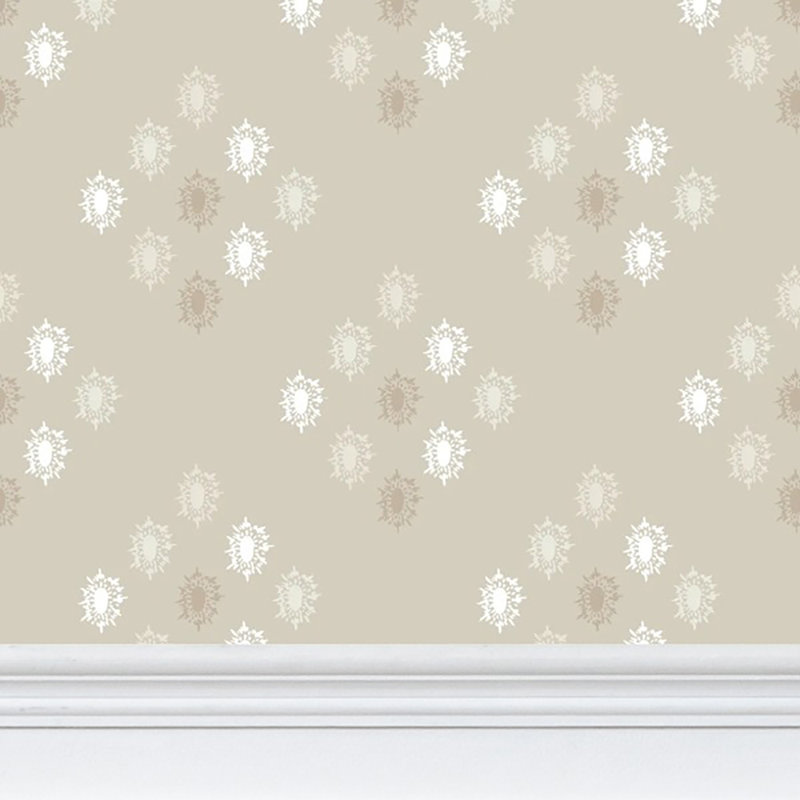 British Brooch Large Repeat Luxury Wallpaper, Putty, Matte Paper