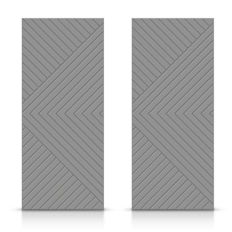 Portes à panneaux coulissantes doubles à panneaux, Gris clair, 84 po x 84 po
