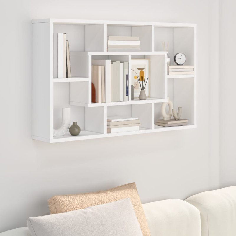 vidaXL Wall Shelf Floating Display Shelf for Home Living Room Engineered Wood, Brown Oak, 20.67 in H x 33.46 in W x 6.30 in D