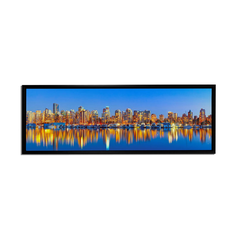 «Downtown Vancouver at Sunset», reproduction sur toile, Cadre flottant, H 19 po x l 51 po x P 4,25 po