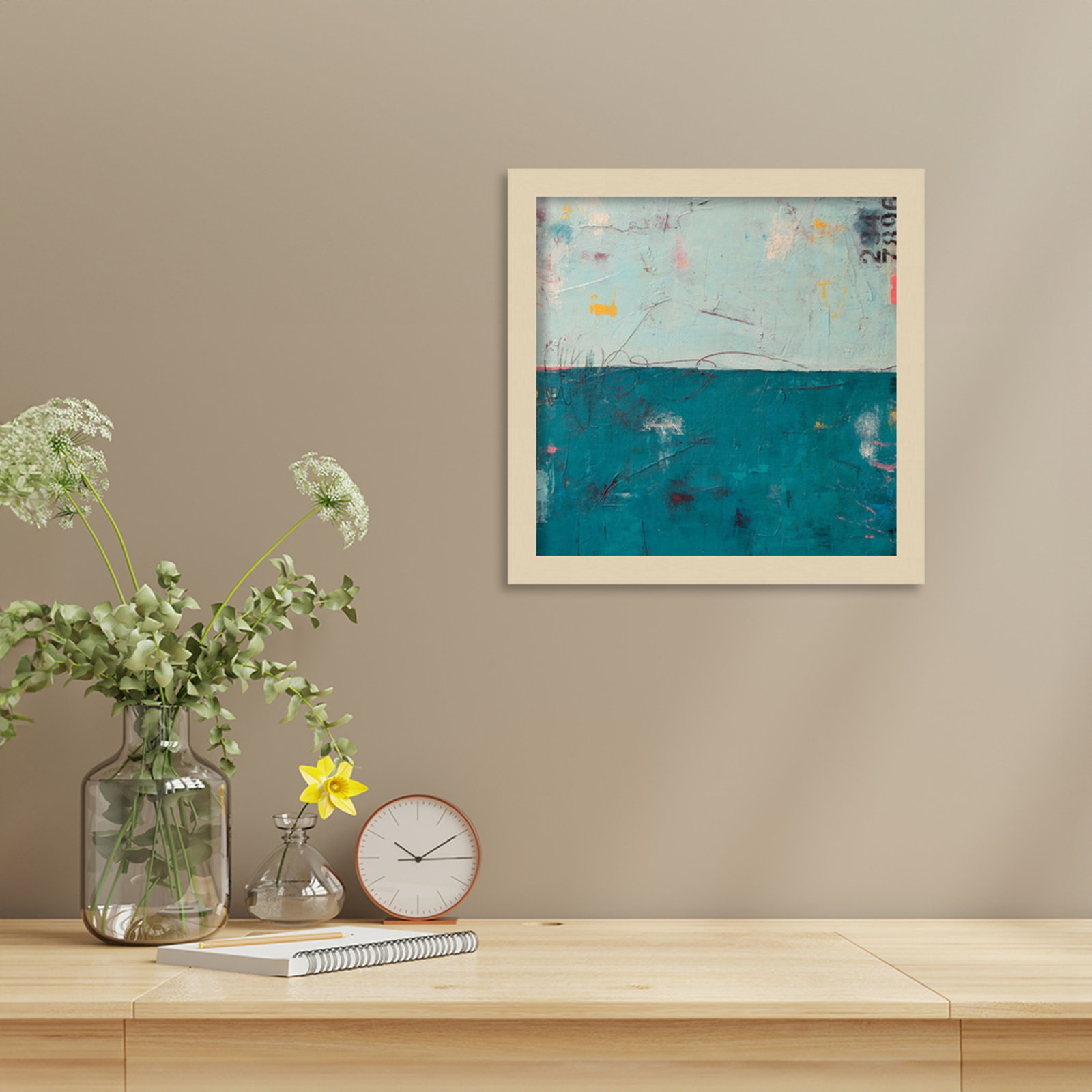 Blue Bay Hideaway Print by Erin Ashley, Brown, 13" H x 13" W