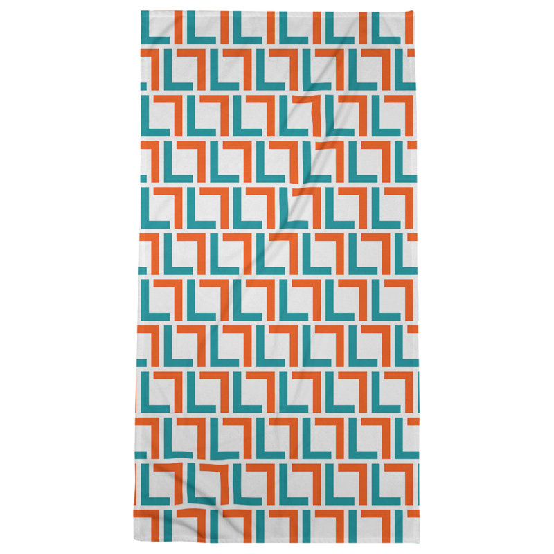 Bath Towel, White/Orange/Aqua