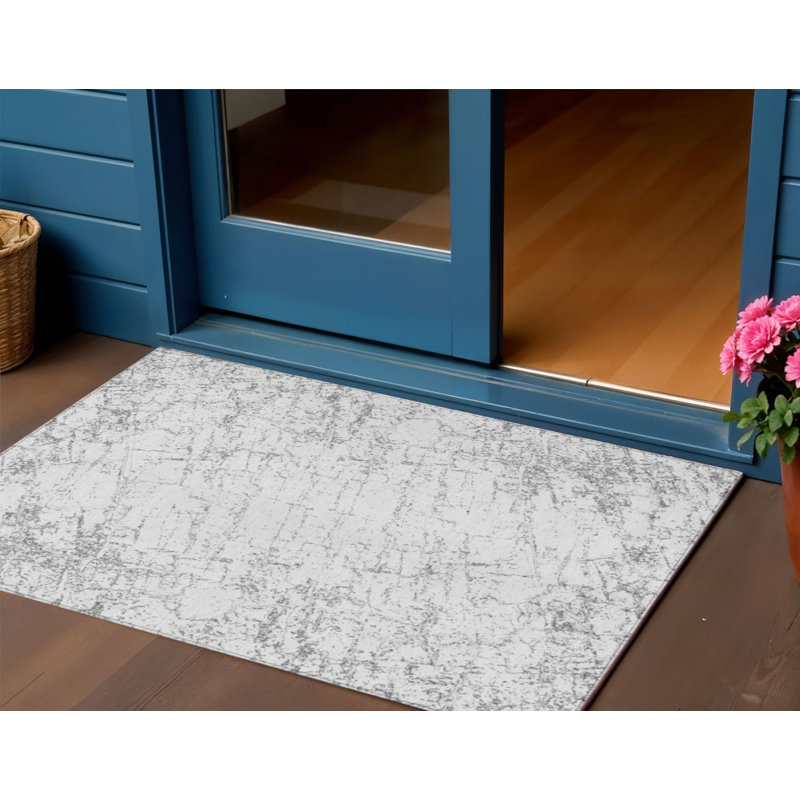 Tapis intérieur lavable abstrait ivoire 3 pi x 5 pi