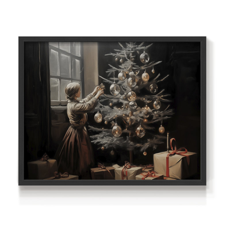 Art de Noël - CMV III - Reproduction encadrée - Restickable, H 11 po x l 14 po, Noir, noir, noir, noir