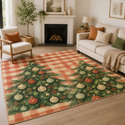 1 pièce de conception d'arbre de Noël - décor festif des fêtes, style aquarelle, doux au toucher, envers antidérapant, grand tapis, pour le salon, la chambre à coucher, la cuisine et le bureau à l'intérieur pour la maison