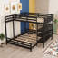 Solid Wood Full Over Queen Bunk Bed with Built-In Ladder-2116814230