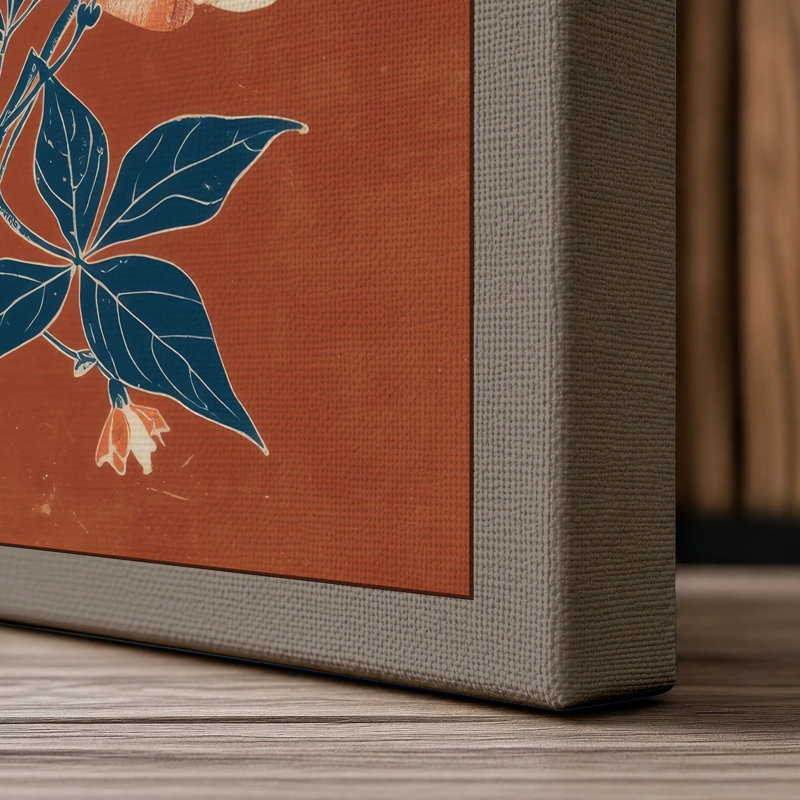 Peachy Bloom Study Botanical - Wrapped Canvas, 24x16 - 61.0 x 40.6 cm, Taupe Border