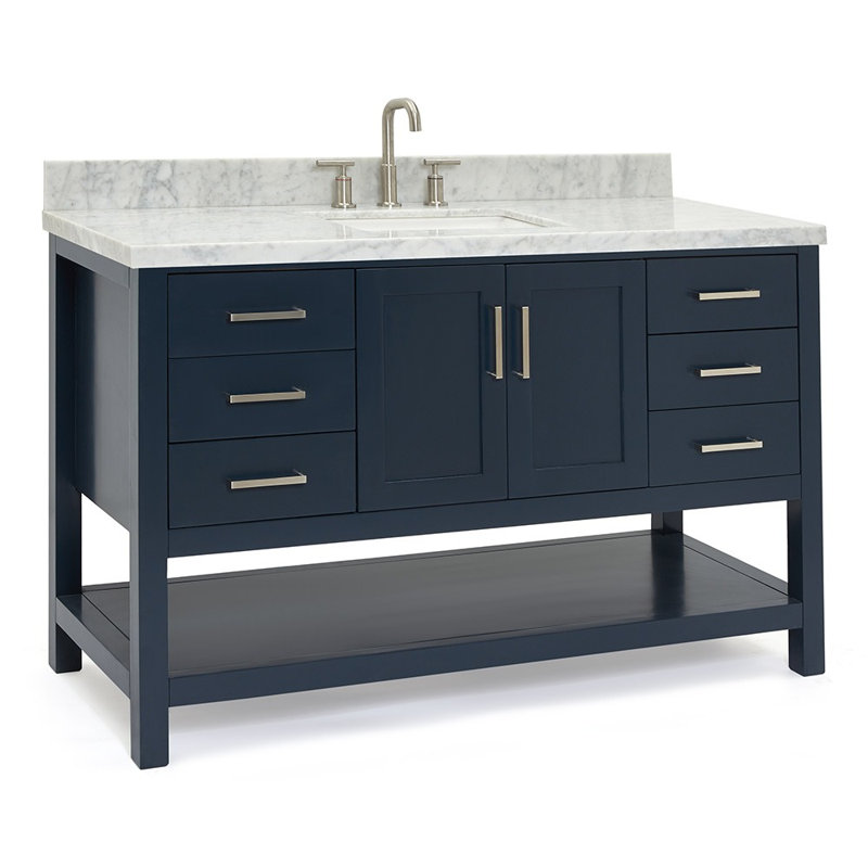 Moille Licastro 55" Single Bathroom Vanity Set, Midnight Blue