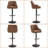 Set of 4 Bar Stools Adjustable Swivel Faux Leather Bar Chairs, Upholstered Counter Height with High Backrest Stool for Kitchen Island, Brown-2037790067