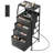 Travison 4 Drawer 37" Tall Nightstand with Charging Station and LED Lights, Modern Black Nightstand with Built-in USB & AC Outlets For Bedroom, Bedside Table With Open Storage Shelves-469951275