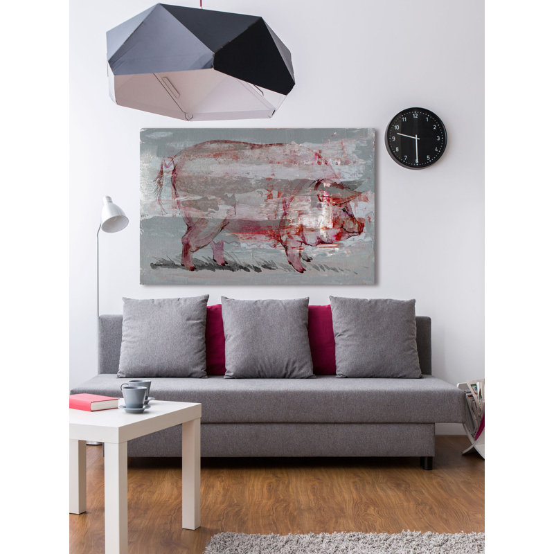 Red Pig by Parvez Taj - Wrapped Canvas Painting, 41cm H x 61cm W x 3.81cm D