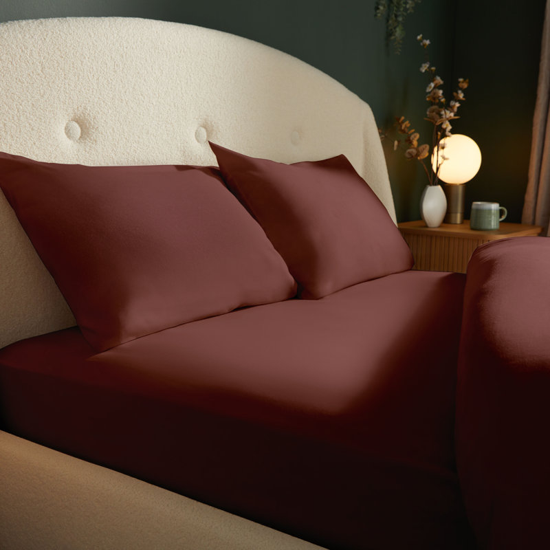 Silentnight Brushed Cotton Fitted Sheet, Red, Double (4'6)