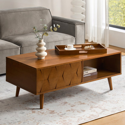 Sara Doody 47.25""W Mid-century Lift-Top Coffee Table With Storage Tray -  George Oliver, 9832CF967FCD40F2BEFD62315A1878A6