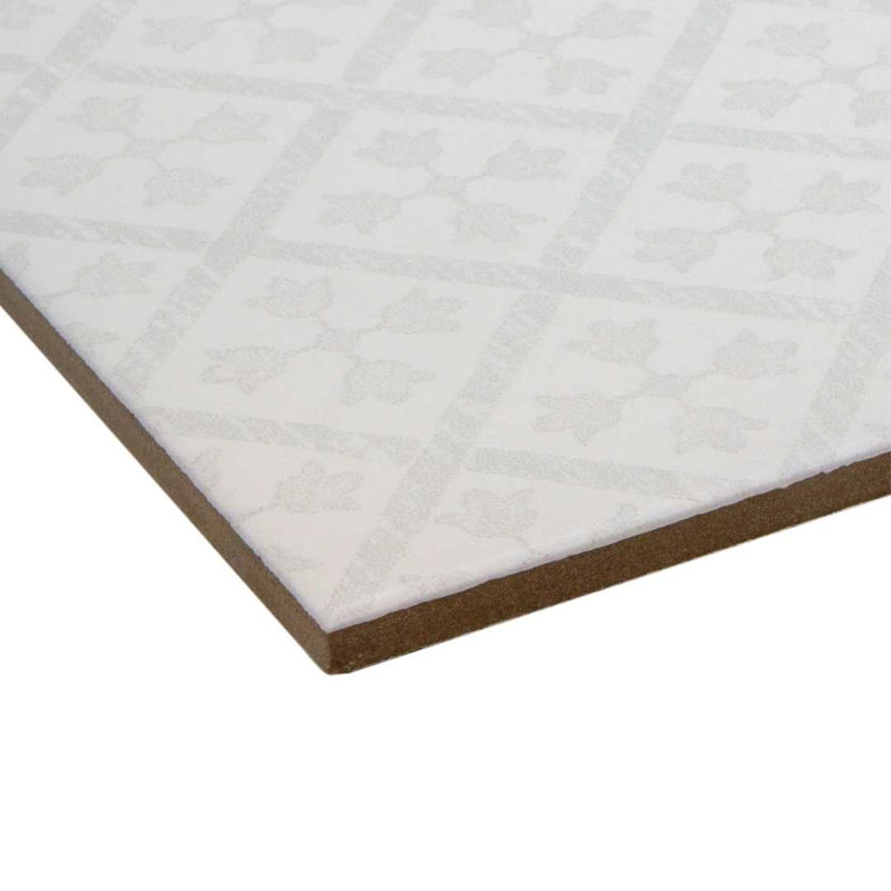 Carreau de porcelaine à motif et murs 8 "x 8" Etiquette, Blanc