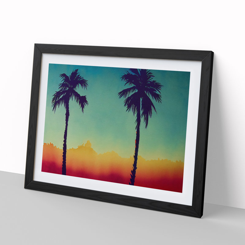 Majestic Palm Trees - Single Picture Frame Painting, Black, 46cm H x 64cm W x 2cm D
