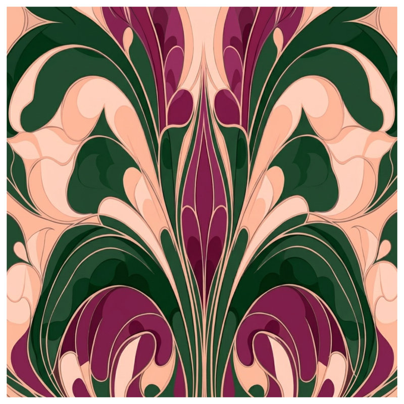 Tapisserie florale abstraite, H 50 po x l 60 po avec 4 œillets