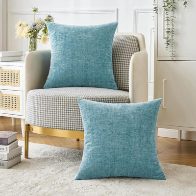 Pack Of 2 Throw Pillow Covers  Soft Chenille Pillow Covers For Sofa Living Room Couch Solid Dyed Cases