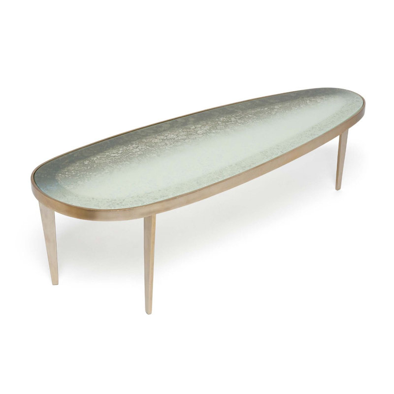 Jan Glass Cocktail Table, 16.5" H x 54" L x 19" W, Twilight Bronze