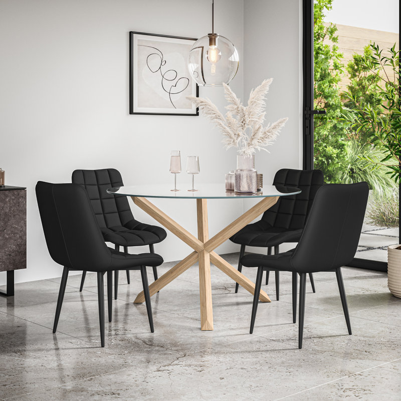 Darcus 4 - Person Dining Set, Oak/Black