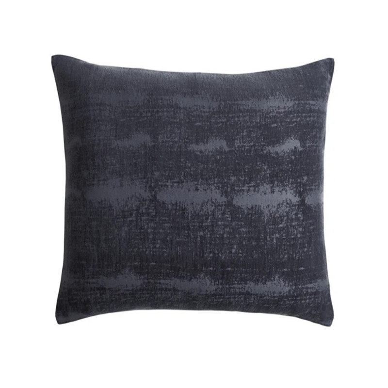 Textured Cotton Velvet Sham With Hidden Zipper Closure, Black, Euro
