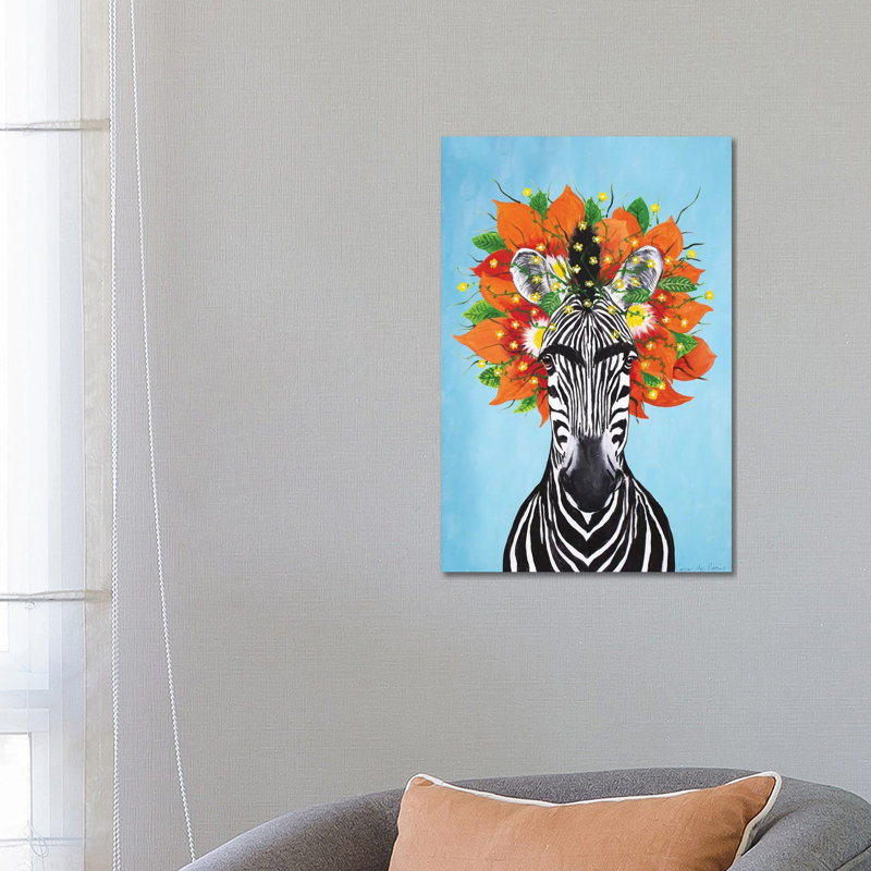 Frida Kahlo Zebra Blue by Coco De Paris - Wrapped Canvas Print, 66.04 cm H x 45.72 cm W x 1.91 cm D