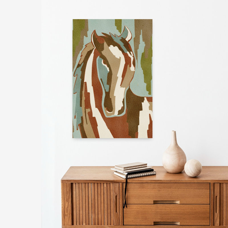 Portrait abstrait cheval abstrait géométrique moderne, portrait de nature, art mural