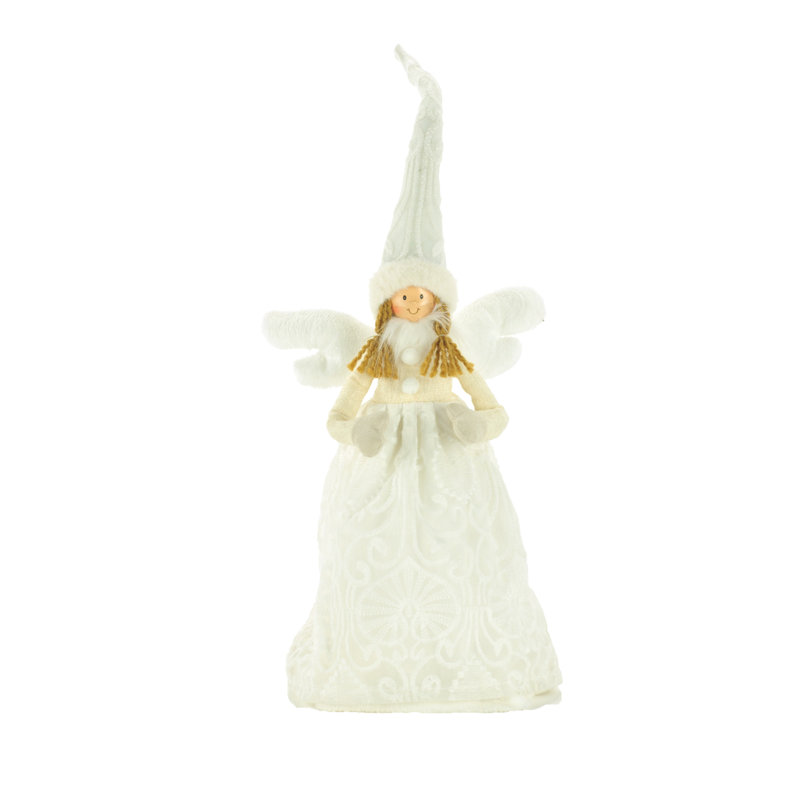 Figurine en tissu fille ange assis, Noir