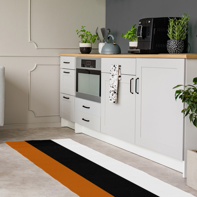 Tapis orange/noir, Tapis de couloir 2 pi 6 po x 8 pi