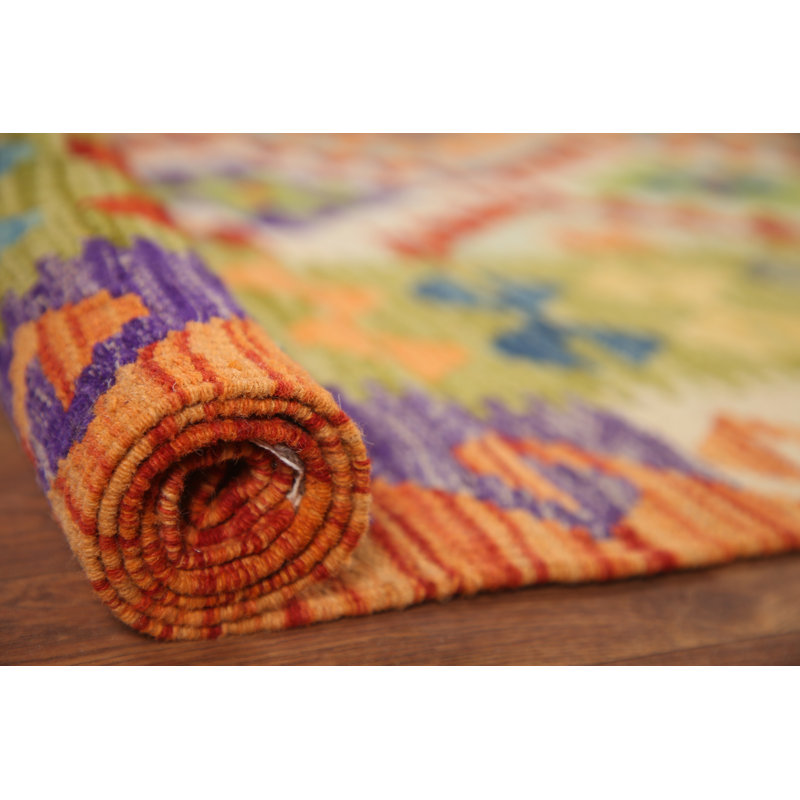 Tapis géométrique en laine Kilim 5 x 6