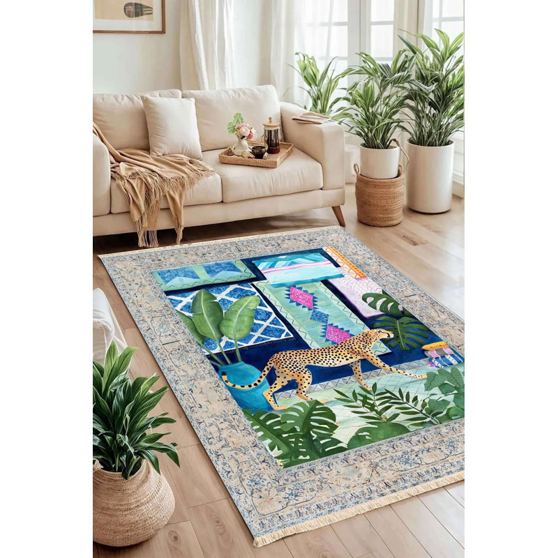 Leopard in the Greenhouse Scene Rug