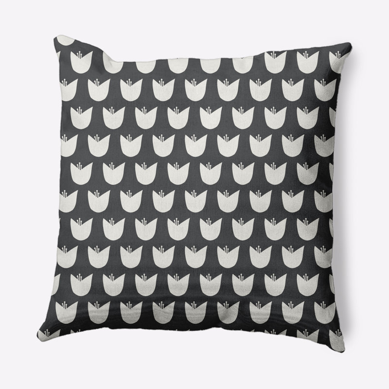 Floral Outdoor Reversible Throw Pillow, 18" x 18", Pepper