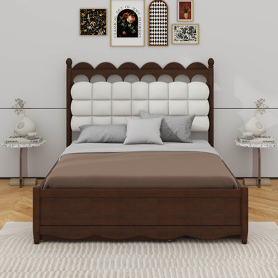 Grand lit plateforme en bois avec 2 grands tiroirs et lit simple TG