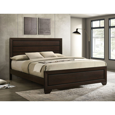 King Dark Panel Bed With Structured Frame, Slatted Design, Maximizes Surface Space In Bedroom For Size, With Rustic Charm, Design