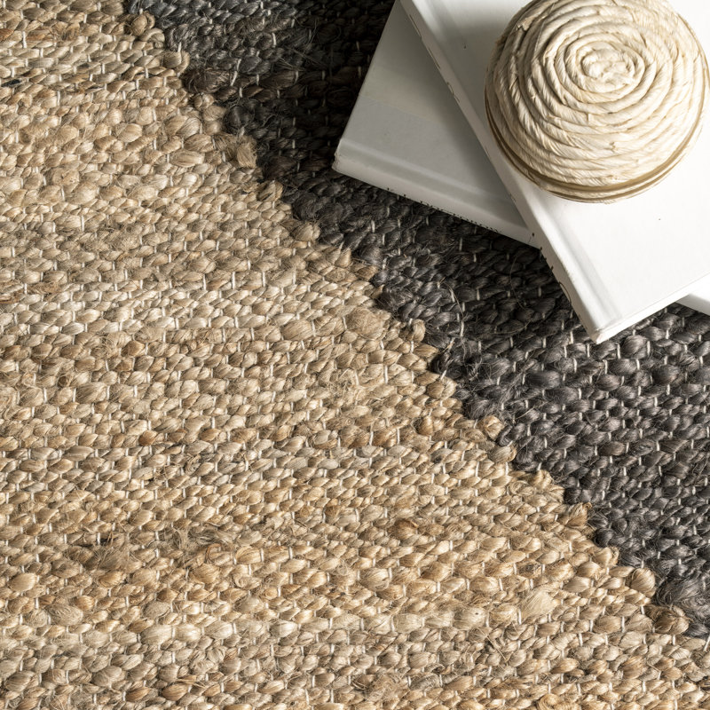 Lowman Geometric Hand Hooked Jute/Cotton Beige/Brown Area Rug, Runner 2' x 8'