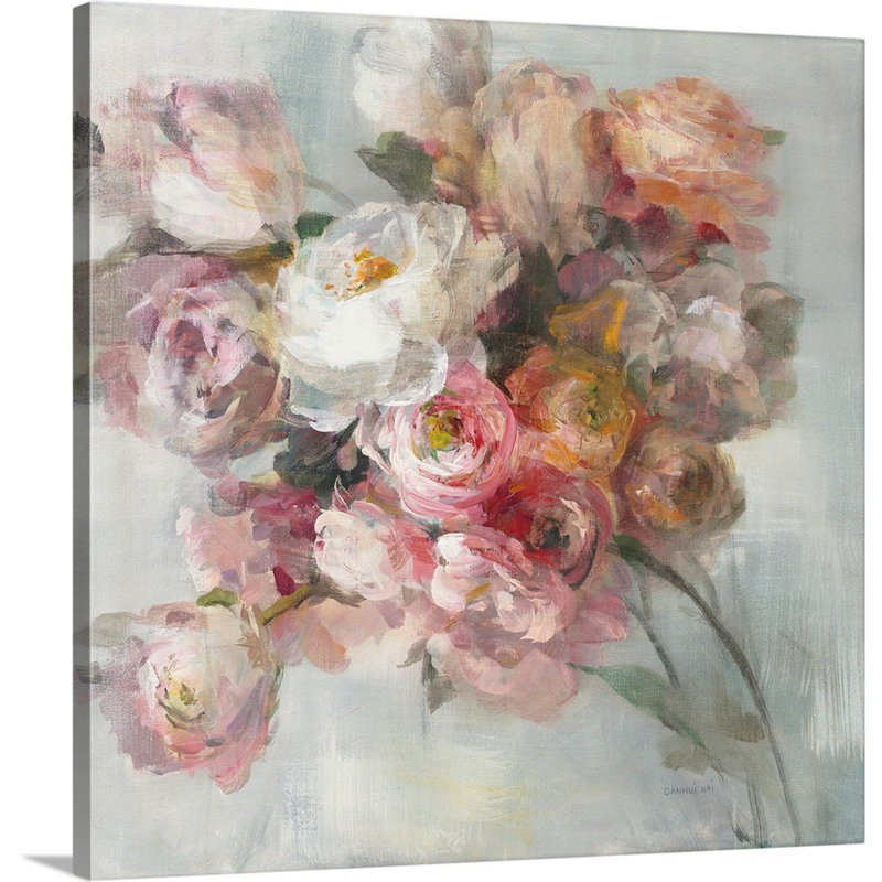 " Blush Bouquet " Painting Print, Wrapped Canvas, 16" H x 16" W x 1.25" D