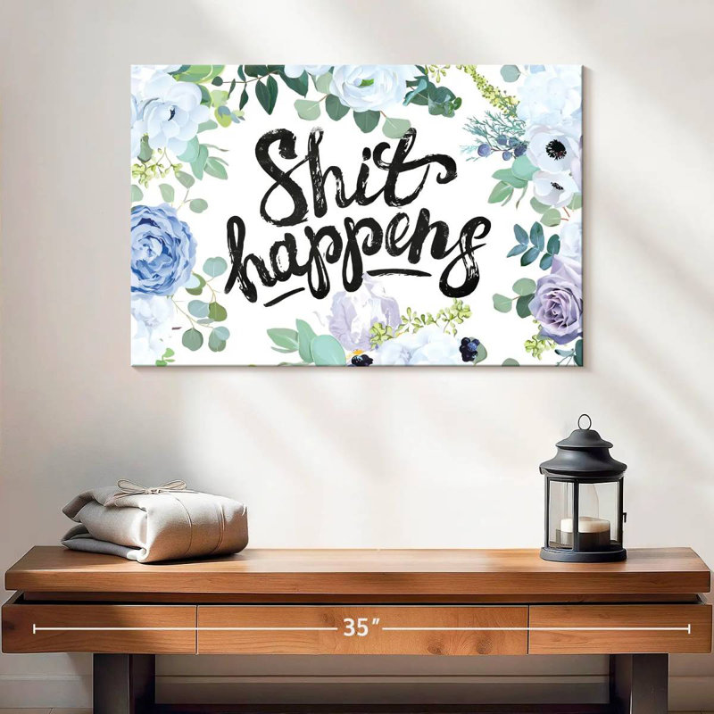 Floral, merde, typographie, H 16 po x l 24 po