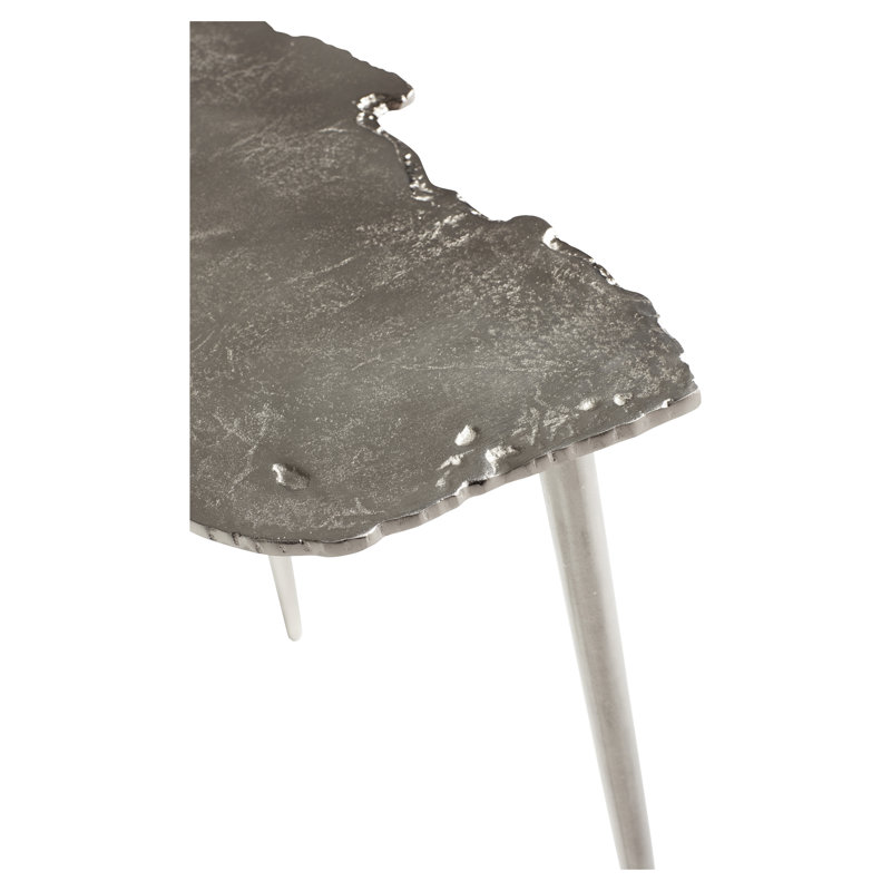 Antique Nickel Round Metal Needle Side Table