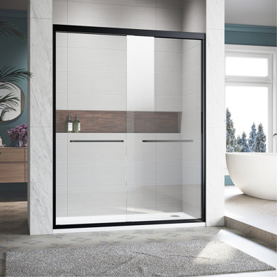 72 In. H X 56 - 60 W Sliding Shower Door, Semi , Thick Tempered Glass, 304 Stainless Steel Handles, Black For Bathroom Door 56-60in. Width 72in. Height, Finish, Reliable Option