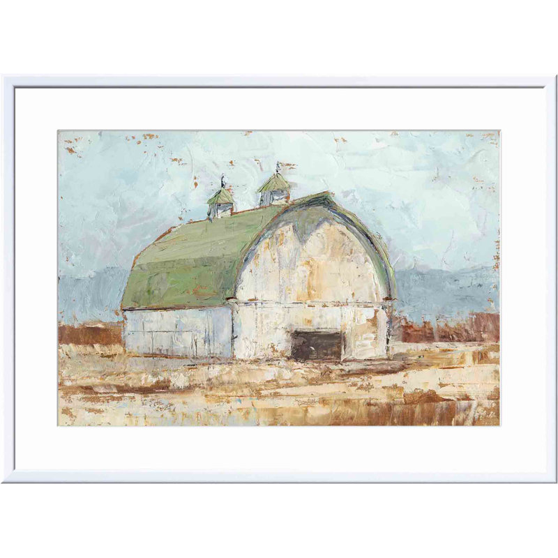 «Whitewashed Barn III» par Ethan Harper - peinture encadrée, Blanc, H 32 po x l 48 po