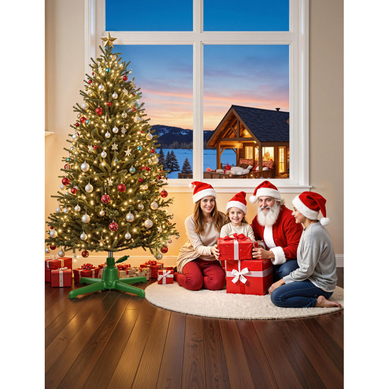 Support rotatif pour arbre de Noël avec télécommande, base pivotante à 360 ° pour arbres artificiels jusqu'à 7,5 pi 90 lb, conception anti-enchevêtrement à 3 prises