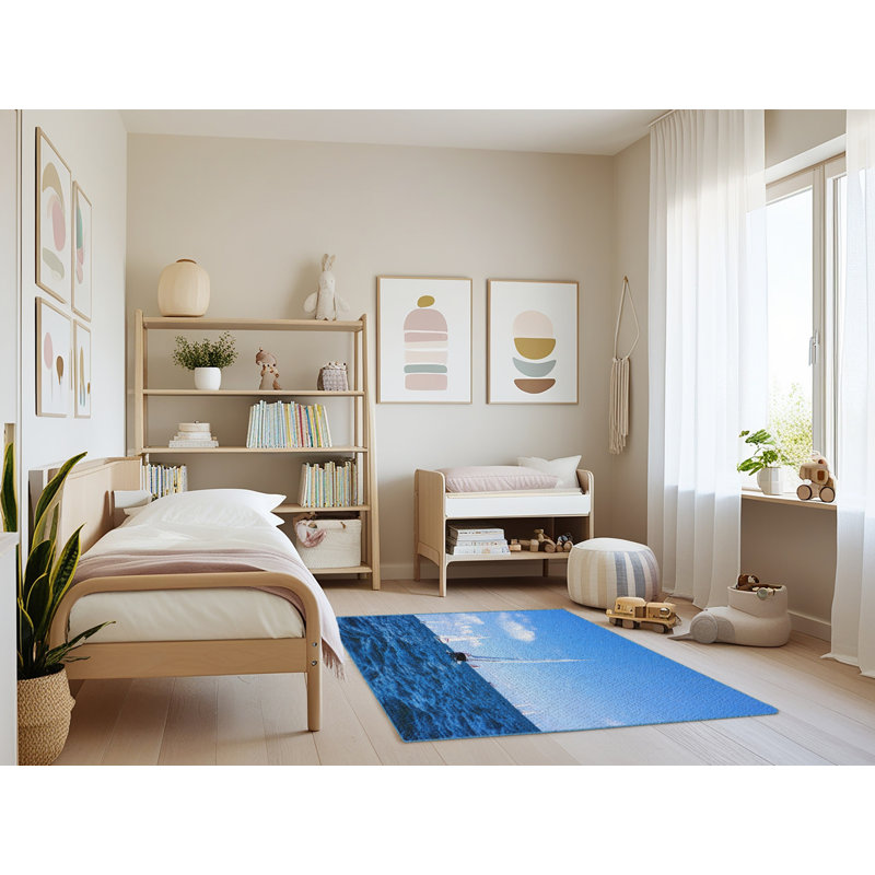Tapis bleu avec voile, Rectangle 3 pi x 5 pi